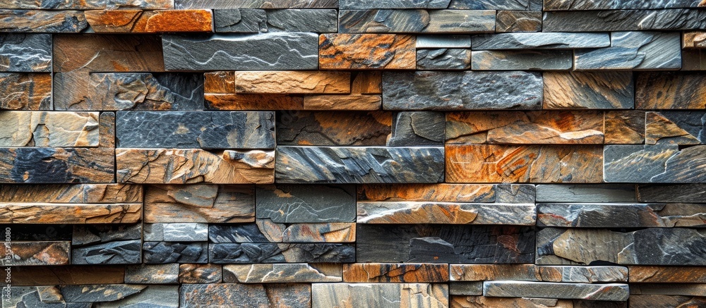 Poster Natural stone blocks wall texture. with copy space image. Place for adding text or design