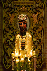 interior decor, pictures and models within a large spanish building, the Santuario de Torreciudad, a spectacular Marian shrine in honor of the Blessed Virgin Mary