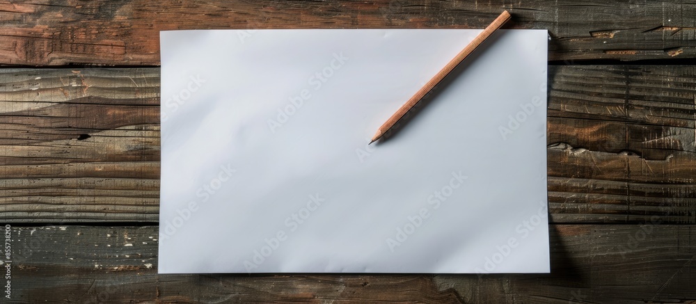 Poster blank paper on the table with nobody. with copy space image. Place for adding text or design