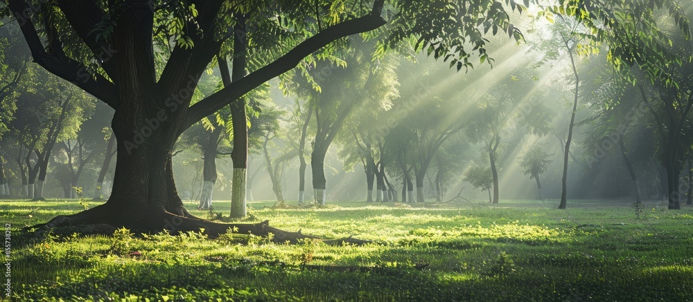 Aufkleber morning park tree. copy space image. place for adding text or design