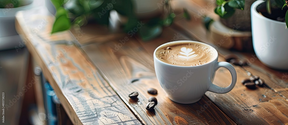 Poster Wake up coffee in the morning. with copy space image. Place for adding text or design