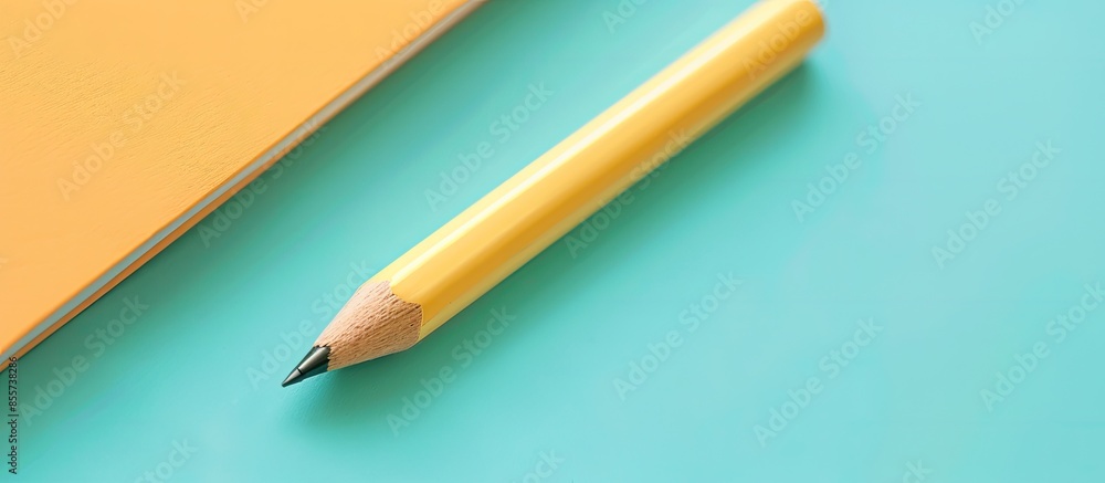 Aufkleber Close up of yellow note pad Isolated on pastel background. with copy space image. Place for adding text or design