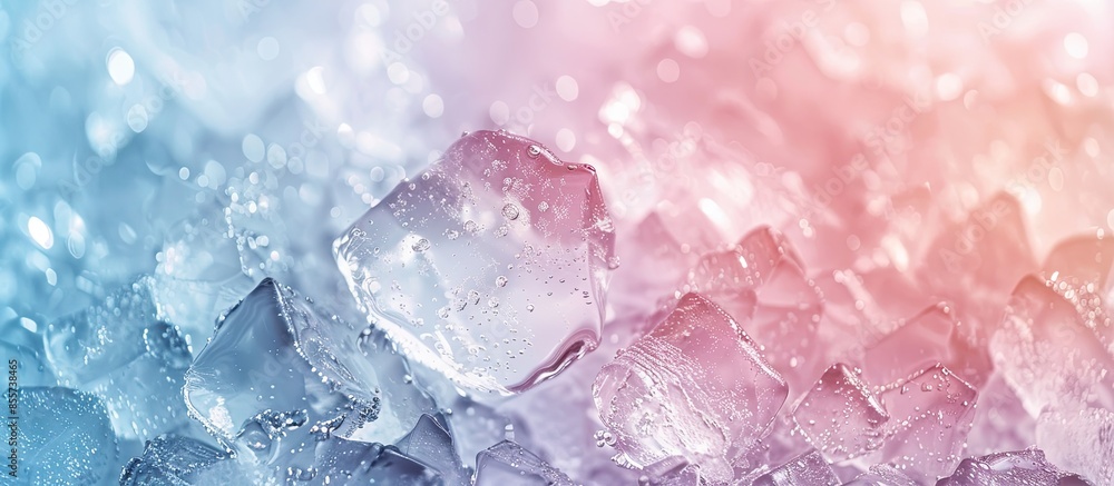 Aufkleber beautiful structure of pure transparent ice with frozen air bubbles pastel background. with copy space image. Place for adding text or design