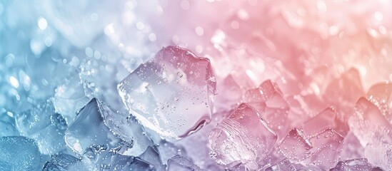 Fototapeta premium beautiful structure of pure transparent ice with frozen air bubbles pastel background. with copy space image. Place for adding text or design