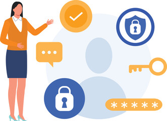 A girl is telling about password security.