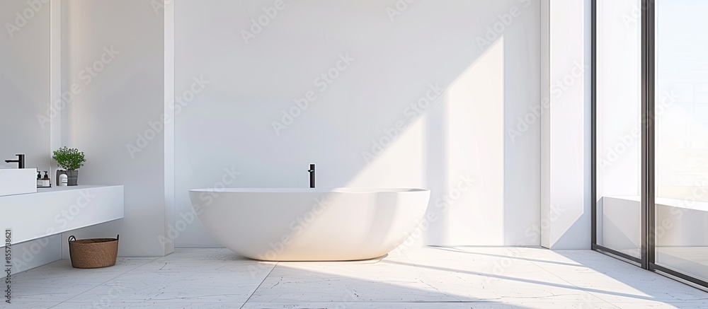 Aufkleber empty bathroom in modern flat. with copy space image. Place for adding text or design