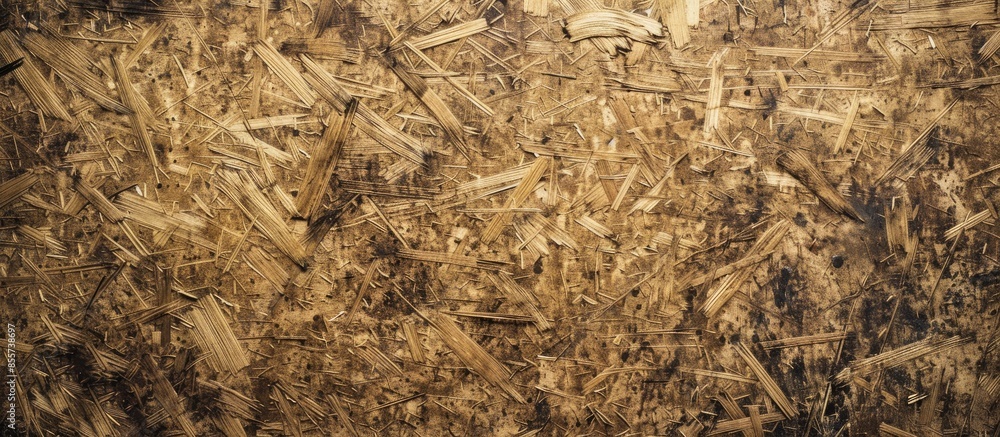 Poster Wooden chipboard, rough, extra coarse surface vignette grunge texture. with copy space image. Place for adding text or design