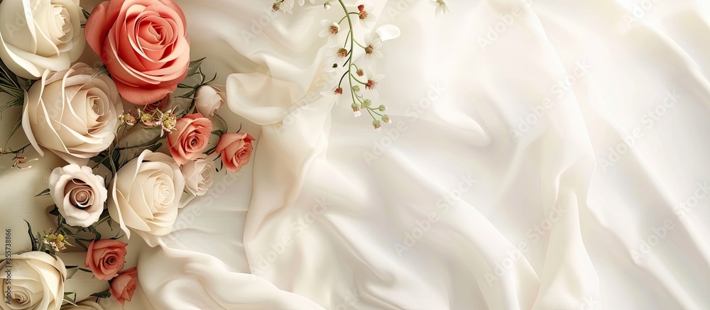 Aufkleber luxury bedding with beautiful flower on top. with copy space image. place for adding text or design