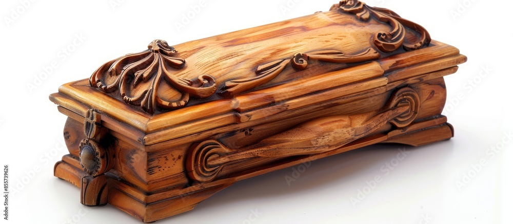 Poster tiny elm casket isolated on white. with copy space image. Place for adding text or design