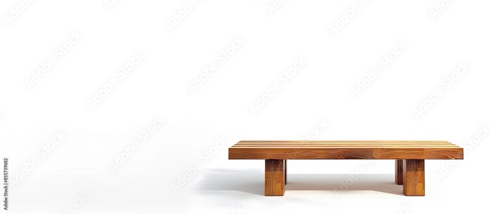 Aufkleber Small wooden bench Japanese style isolated on white background with clipping path. with copy space image. Place for adding text or design