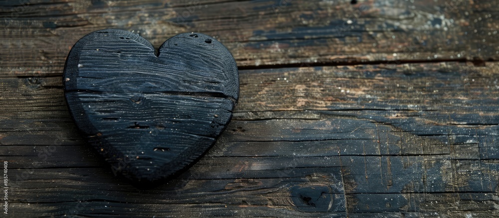 Aufkleber Heart of black wood with days of the weekend written on it. with copy space image. Place for adding text or design