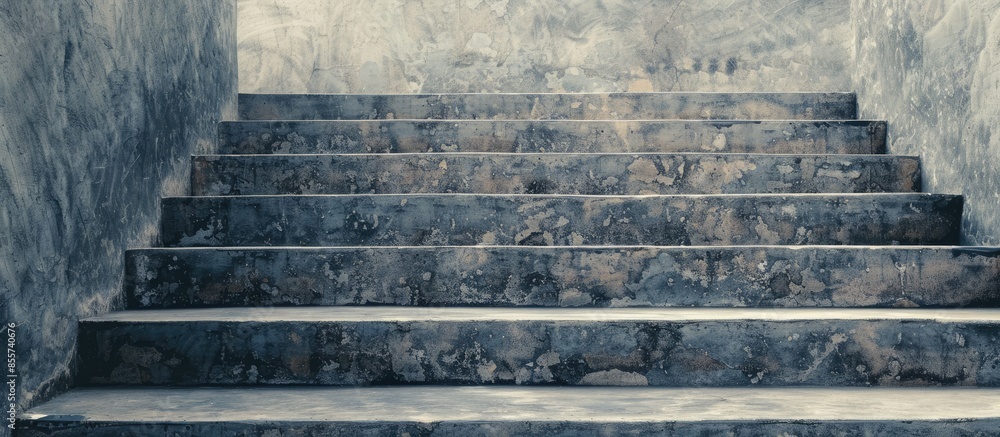 Aufkleber modern architecture detail. grunge texture of outdoor staircase. step of rock stair with vintage sty