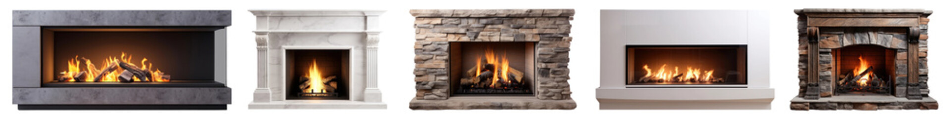 Fototapeta premium Fireplace home interior design set