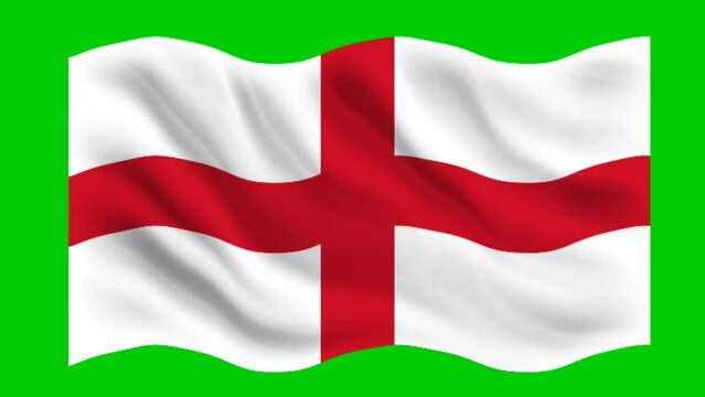 England Waving Flag isolated on green Background