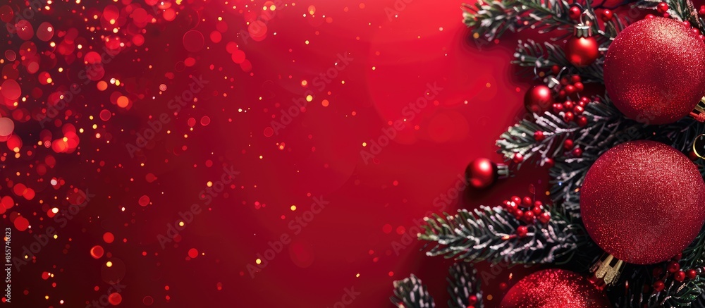 Aufkleber christmas background red. with copy space image. Place for adding text or design