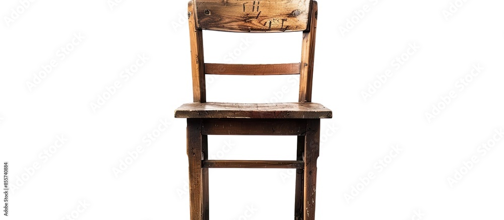 Poster wooden chair isolated on white. with copy space image. Place for adding text or design