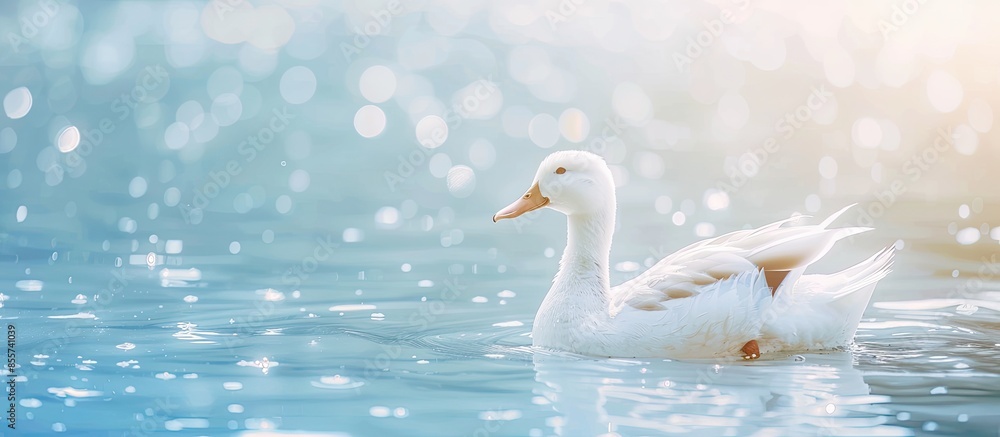 Poster white duck pastel background water isolated nature. with copy space image. place for adding text or 