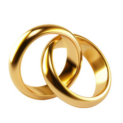 A pair of golden wedding rings. 3D render isolated on white background