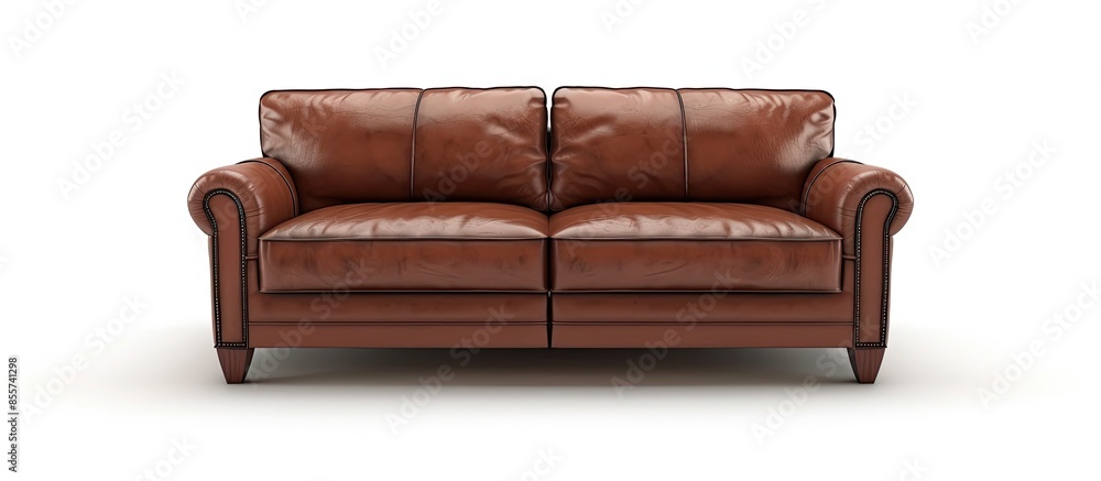 Aufkleber back leather sofa isolated on white background , front view. with copy space image. Place for adding text or design