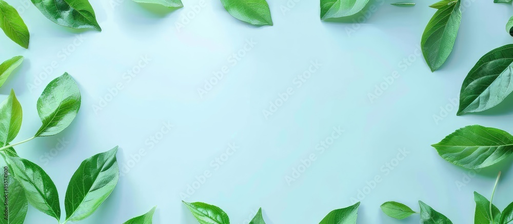 Poster cycle leaf frame for text on isolated on pastel background. concept of energy saving. with copy space image. Place for adding text or design