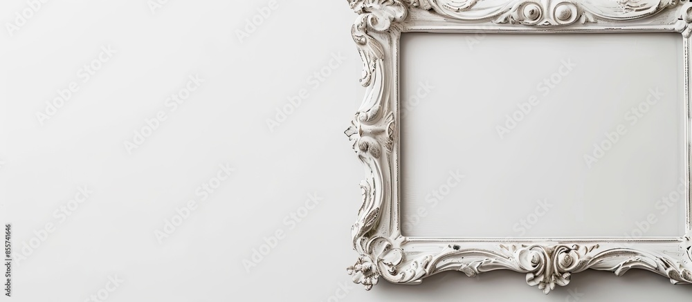 Poster Stylish white Frame isolated on white background. with copy space image. Place for adding text or design