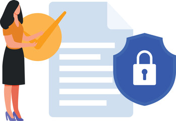 The girl is showing complete protection for document.