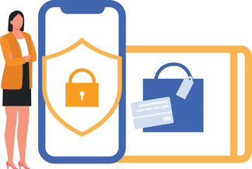 The girl is showing the lock on the mobile.