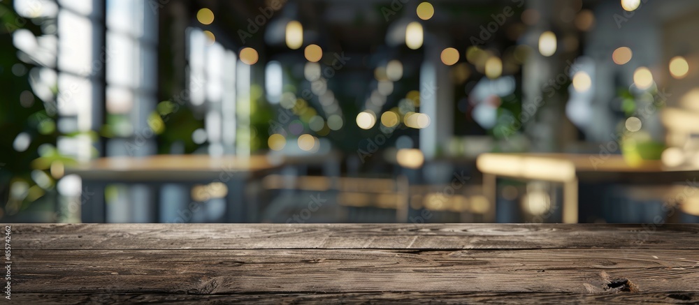 Poster Table Top And Blur Interior of Background. with copy space image. Place for adding text or design