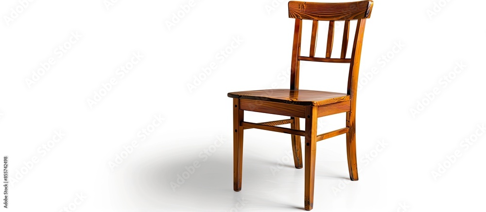 Poster brown wooden chair isolated on white background. with copy space image. place for adding text or des