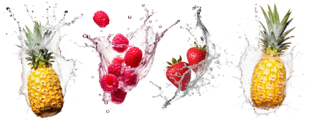 Tropical fruits splash food set