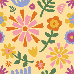 flower floral vintage seamless pattern. This is a retro flower repeat vector illustration. Design for decorative, wallpaper, shirts, clothing, tablecloths, blankets, wrapping, texture, textile,  