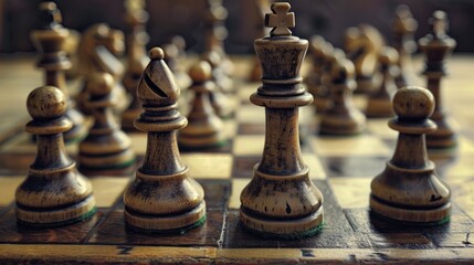 Fototapeta premium Chess and chessboard Competition between both sides, planning, finance, marketing