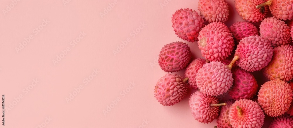 Fototapete shelled lychee isolated on pastel background texture. with copy space image. place for adding text o