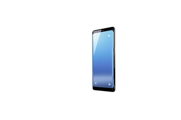 A modern blue smartphone with a blank screen, isolated on a transparent background, ideal for tech-themed designs, app mockups, and digital marketing graphics.

