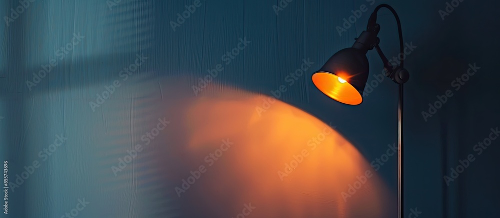 Poster small lamp with brown light shine to the wall. spot light concept. with copy space image. place for 