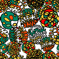 Doodle seamless pattern. hand drawing. Not AI. Vector illustration.