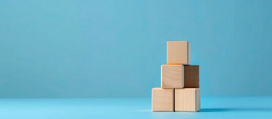 Risk level indicator rating print screen wooden cube block since low to high on blue background for Risk management and assessment concept. with copy space image. Place for adding text or design