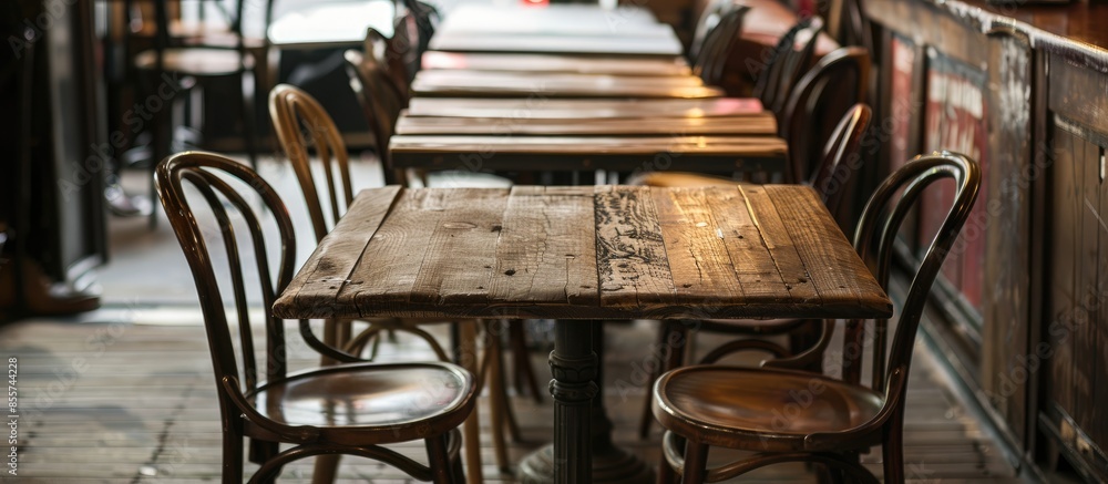 Poster table and chairs. with copy space image. Place for adding text or design
