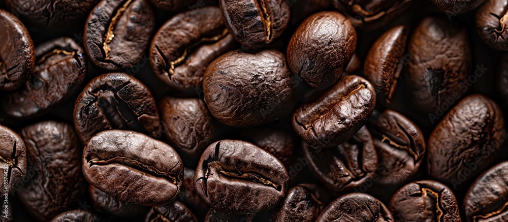 Aufkleber Coffee seeds closeup for texture abstract pastel background. with copy space image. Place for adding text or design