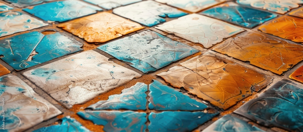 Poster Decorative ceramic floor. with copy space image. Place for adding text or design