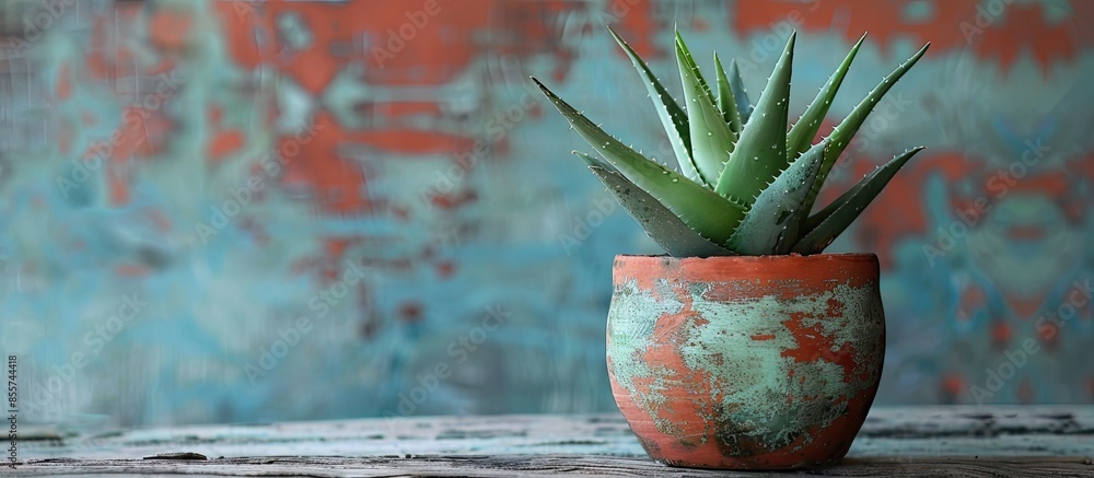 Poster Plant, green. terra cotta pot. . with copy space image. Place for adding text or design