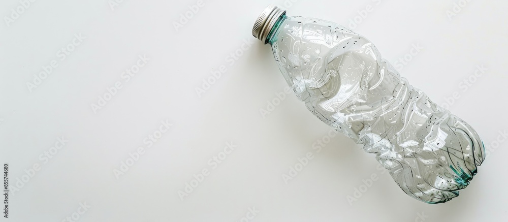 Aufkleber empty crushed plastic bottle isolated on white background. with copy space image. Place for adding text or design