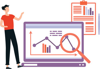 A boy is explaining about line graphs.