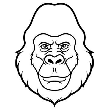 recommend clip art: Gorilla head vector line art and linocut illustration