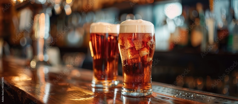 Aufkleber Cold glasses of beer in a bar. with copy space image. Place for adding text or design