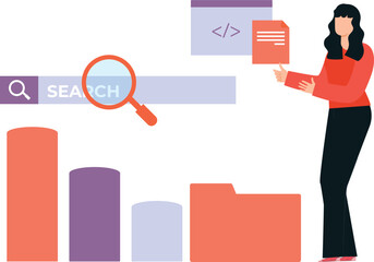 A girl is exploring graph coding.