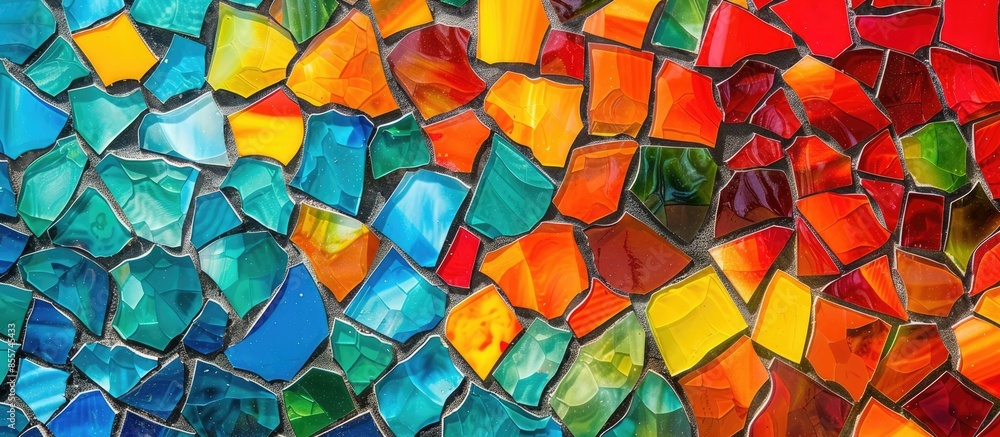 Poster decorative colorful glass mosaic art and abstract wall background. with copy space image. place for 