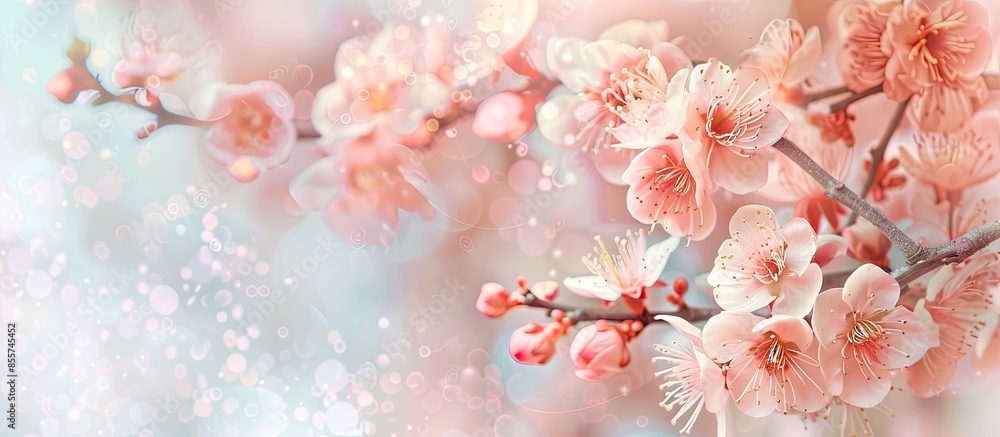 Fototapete tree apricot blossoms in spring pastel background flower. with copy space image. place for adding te