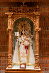 Obraz premium interior decor, pictures and models within a large spanish building, the Santuario de Torreciudad, a spectacular Marian shrine in honor of the Blessed Virgin Mary
