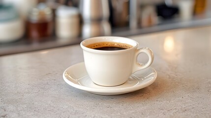 Classic Diner Coffee Cup with Saucer Set on Vintage Countertop